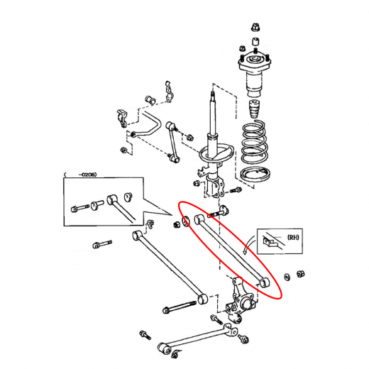Рычаг задний Lexus RX/ Toyota Harrier '97-'03 нижний поперечный регулируемый 2WD R8