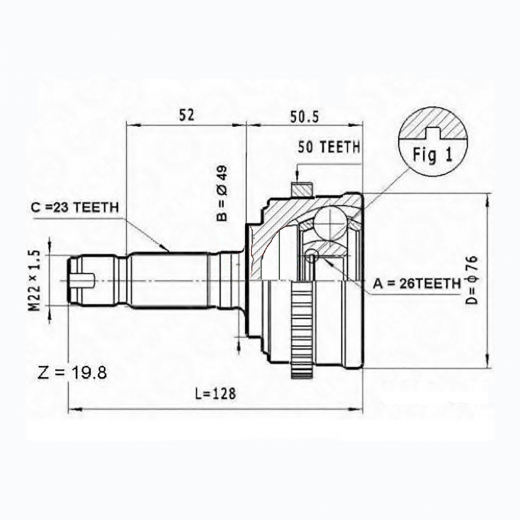 Шрус наружный переднего привода Honda Logo ABS Just Drive JCT0013A