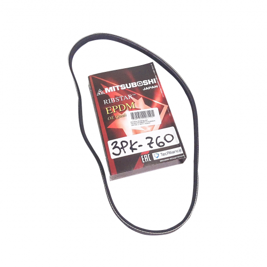 Ремень приводной поликлиновый (3x760мм.) Mitsuboshi 3PK760
