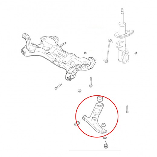 Рычаг передний Kia Rio '11-'17/ Hyundai Accent / Solaris '10-'17 левый нижний CTR