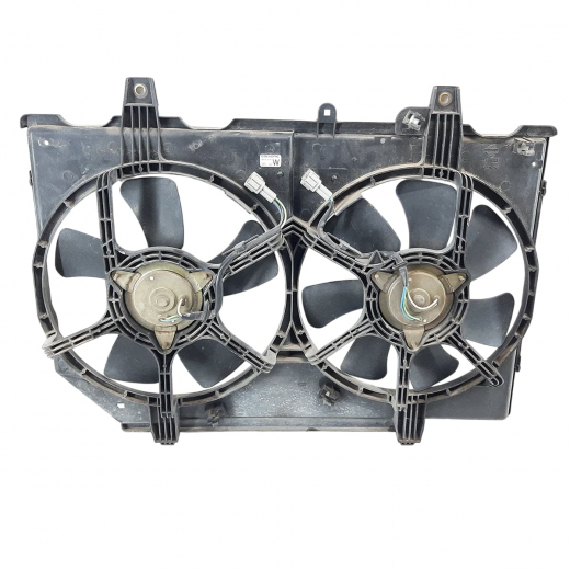 Вентилятор радиатора Nissan Bassara '99-'03/ Liberty '98-'05/ Presage '98-'03/ Serena '99-'05 (QR25DE, YD25DDTI, VQ30DE, QR20DE, SR20DE, SR20DET) цельный 2 вентилятора, 4+4 контакта контрактный