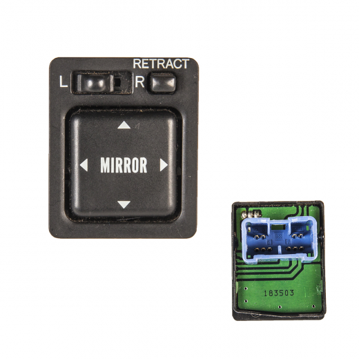 Кнопка регулировки зеркал Toyota Corolla/ Sprinter/ Levin/ Trueno '95-'00/ Spacio '97-'01/ Tercel/ Corsa/ Corolla II '94-'99/ Carib '95-'02/ Starlet '96-'99/ Cynos '91-'99/ Caldina '96-'02/ Camry (EU-spec)/ Gracia/ Carina/ Premio/ Noah/ Ipsum '96-'01/ Qualis '97-'02/ Hiace Regius '97-'99/ Townace/ Liteace '96-'08/ Rav4 '97-'00/ Nadia '98-'03/ Land Cruiser Prado '96-'02/ Gaia '98-'04/ Estima/ Lucida/ Emiba '96-'00/ Hilux Surf '95-'02 (режим складывания) Контрактный