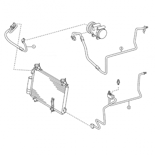 Трубки/ шланги кондиционера (комплект) Toyota Vitz '99-'05/ bB '00-'05/ Funcargo '99-'05/ Platz '99-'05/ Echo '99-'05/ Will Cypha '02-'05/ Will Vi '00-'01 (2NZ-FE, 1NZ-FE) контрактные