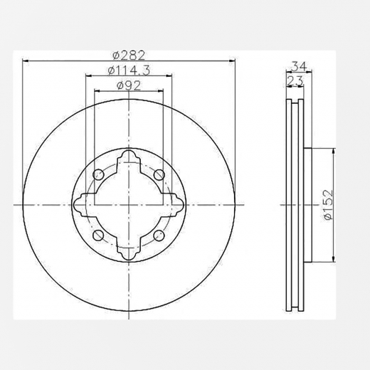 Диск тормозной передний Honda Ascot/ Rafaga '93-'97/ Inspire/ Saber '95-'98/ Accord '93-'97 2WD (282 *23 *4x114) PATRON