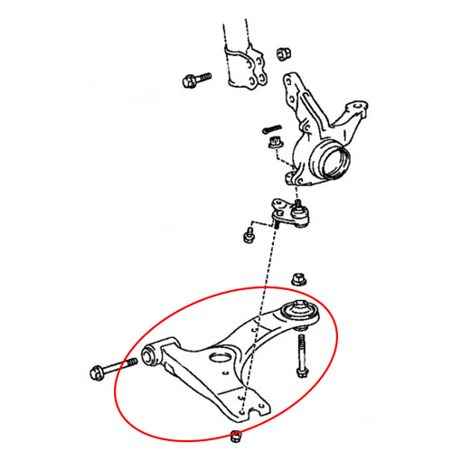 Рычаг передний Toyota Wish '03-'17/ Caldina '02-'07 левый нижний контрактный