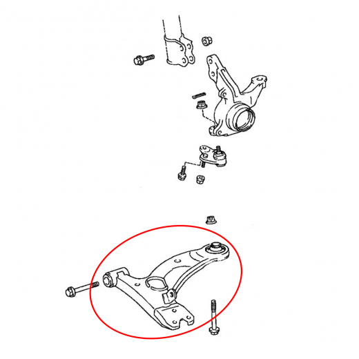 Рычаг передний Toyota Vista/ Ardeo '98-'03/ Prius '97-'03/ Opa '00-'05 левый нижний контрактный