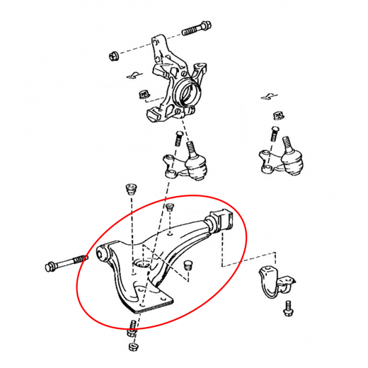 Рычаг передний Toyota Tercel/ Corsa/ Corolla II '90-'94/ Cynos '91-'95/ Starlet '89-'96 левый нижний контрактный