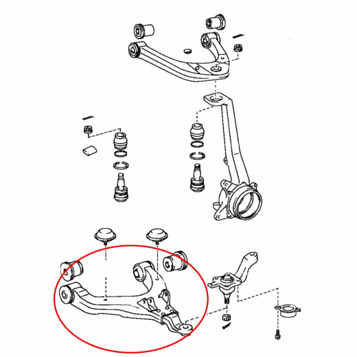 Рычаг передний Toyota Land Cruiser Prado '96-'02/ Hilux Surf/ 4Runner '95-'02 левый нижний контрактный