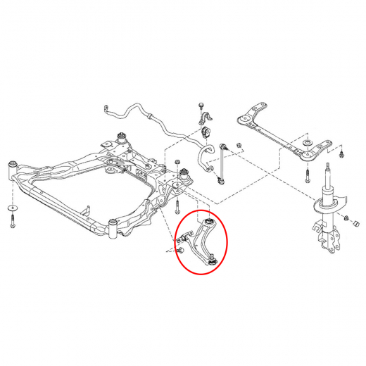 Рычаг передний Nissan Qashqai '06-'13/ X-Trail '07-'15/ Dualis '07-'14/ Renault Koleos '08-'16 левый нижний контрактный