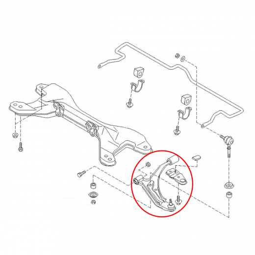 Рычаг передний Nissan Sunny/ Lucino '94-'99/ Almera/ Presea/ Pulsar '95-'00 левый нижний 2WD контрактный