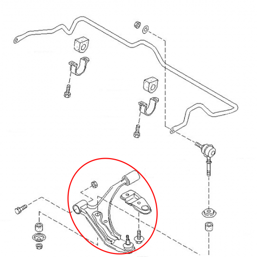 Рычаг передний Nissan Wingroad/ AD/ Sunny '90-'99/ Pulsar '90-'00/ Rasheen '94-'00 правый нижний 4WD контрактный