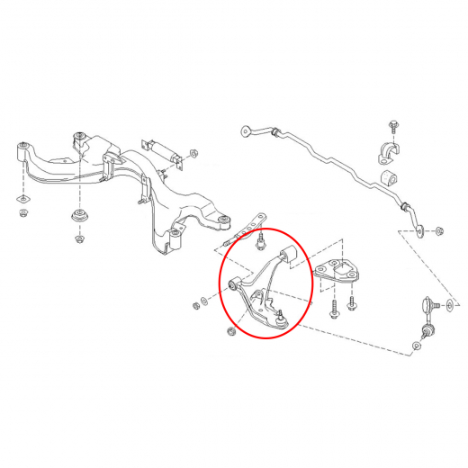 Рычаг передний Nissan Presage/ Bassara '99-'03 правый нижний контрактный
