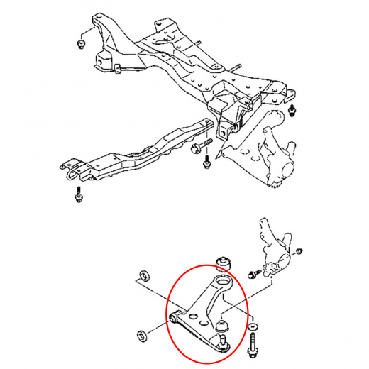 Рычаг передний Mitsubishi Airtrek '01-'05/ Outlander '03-'06 левый нижний контрактный