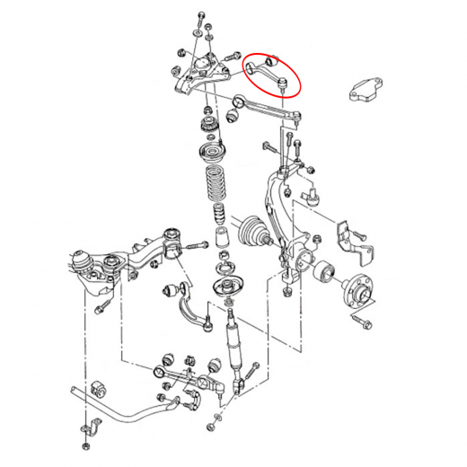 Рычаг передний Audi A4 '94-'04/ A4 '04-'08/ A6 '97-'05/ Volkswagen Passat '96-'05/ Skoda Superb '01-'08 левый верхний кривой (задний) FEBI