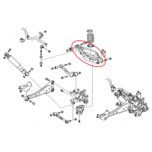 Рычаг задний Toyota Vanguard '07-'13/ Harrier '13-'20/ Rav4 '05-'19/ Lexus Nx '14-'24 левый нижний под пружину контрактный