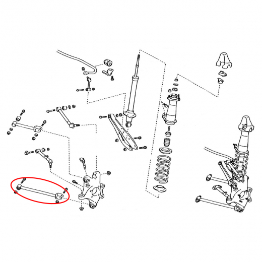 Рычаг задний Lexus GS '05-'11/ IS '05-'13/ Toyota Mark X '04-'17/ Crown '03-'12/ Majesta '04-'13  нижний продольный контрактный