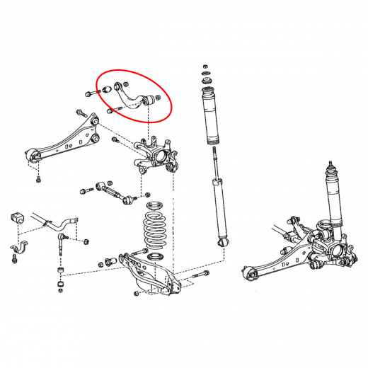 Рычаг задний Lexus CT '10-'15/ Toyota Mark X Zio '07-'13/ Auris '06-'17/ Avensis '09-'17/ Blade '06-'12/ Rumion '07-'15 верхний контрактный
