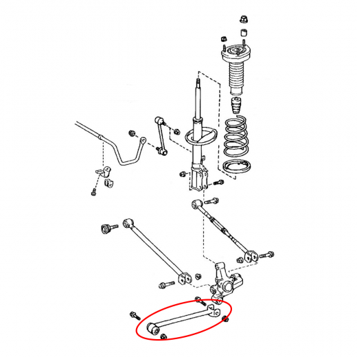 Рычаг задний Lexus ES '06-'12/ Toyota Avalon '05-'15/ Camry '06-'17 нижний продольный 2WD контрактный
