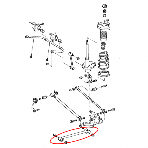 Рычаг задний Toyota Venza '08-'16/ Highlander '07-'14 нижний продольный 4WD контрактный
