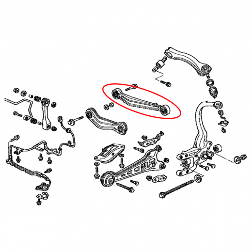 Рычаг задний Honda Ascot/ Rafaga '93-'97/ Inspire/ Saber '95-'98 левый нижний поперечный 2WD контрактный