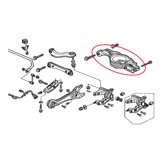 Рычаг задний Honda Odyssey '94-'03/ S-MX '96-'02/ Stepwgn '96-'05 левый нижний поперечный, под пружину контрактный