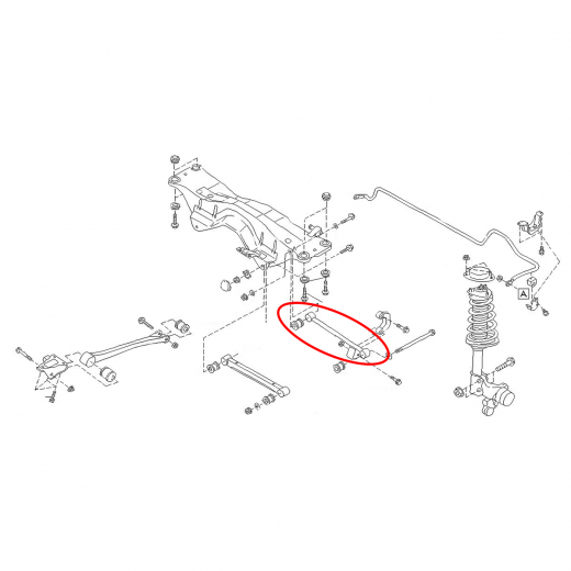 Рычаг задний Subaru Forester '99-'02 левый нижний поперечный регулируемый 4WD контрактный 