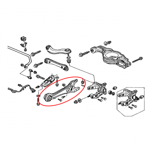 Рычаг задний Honda Odyssey '94-'03/ S-MX/ Stepwgn '96-'02 правый нижний продольный контрактный