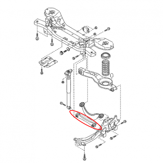 Рычаг задний Mazda 3/ Axela '03-'13/ Premacy '05-'10/ Ford Focus '98-'17/ C-Max '03-'10/ Kuga '08-'17/ Volvo S40/ V50 '04-'17 нижний поперечный, прямой контрактный