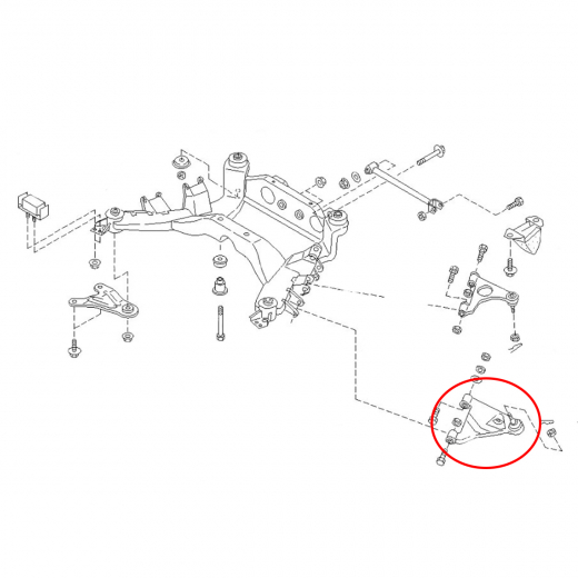 Рычаг задний Nissan Presage/ Bassara '99-'03 правый нижний с шаровой 4WD контрактный