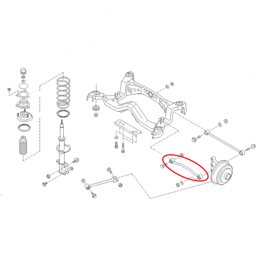 Рычаг задний Nissan Sunny/ Pulsar '90-'00/ Rasheen '94-'00 нижний поперечный контрактный