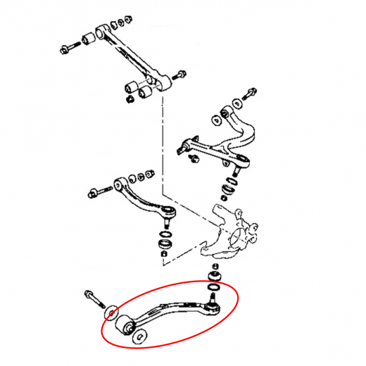 Рычаг задний Mitsubishi Lancer Evo 7/8/9  '01-'07 правый нижний продольный с шаровой 4WD контрактный