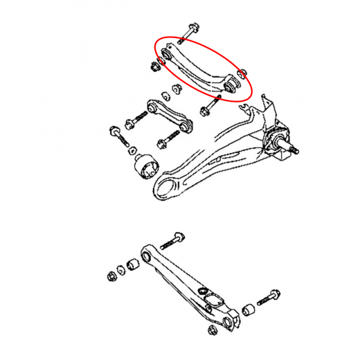 Рычаг задний Mitsubishi Lancer '03-'10/ Cedia '00-'03/ Dion '99-'06/ Dingo '98-'02 верхний поперечный (задний) контрактный