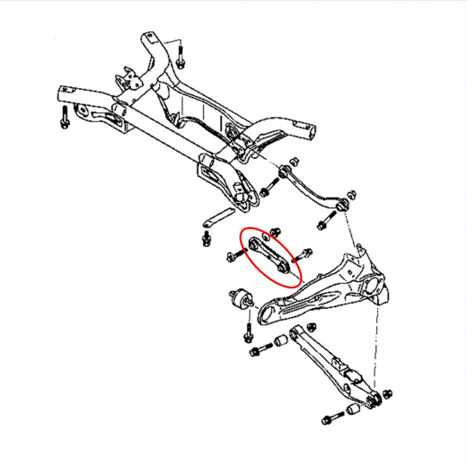 Рычаг задний Mitsubishi Outlander '05-'12/ Lancer '07-'17/ Galant Fortis '07-'15/ Citroen C4 Aircross '12-'16/ Peugeot 4007 '07-'14/ 4008 '12-'15 нижний поперечный регулируемый Febest