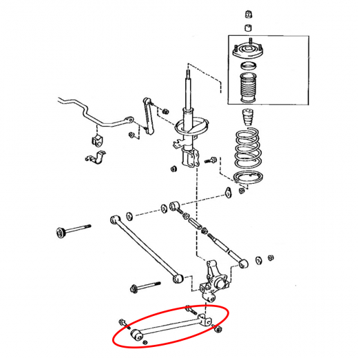 Рычаг задний Toyota Caldina '92-'02/ Carina '92-'01/ Carina E/ Corona '92-'96/ Premio '96-'01 нижний продольный 2WD FEBEST
