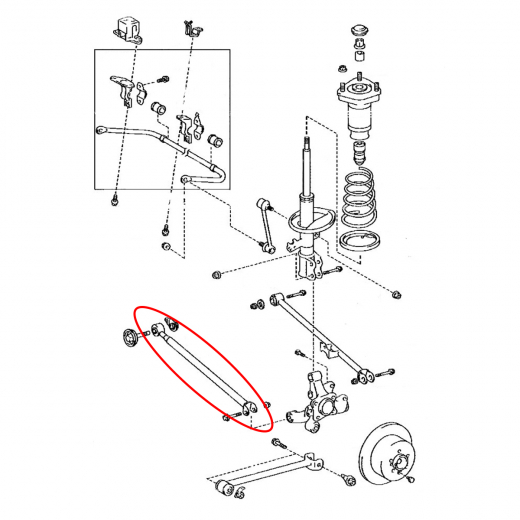 Рычаг задний Lexus RX '03-'08/ Toyota Harrier '03-'12/ Kluger/ Highlander '03-'07 нижний поперечный 4WD R8
