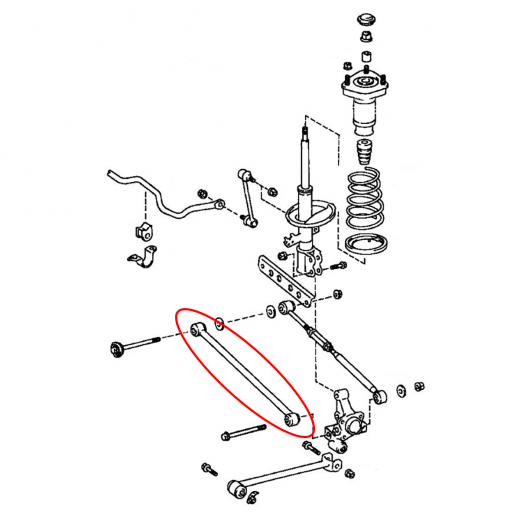 Рычаг задний Toyota Windom/ Camry/ Gracia '96-'01/ Pronard '00-'03/ Qualis '97-'02/ Avalon '95-'04 нижний поперечный 2WD FEBEST