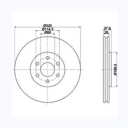Диск тормозной передний Nissan Pathfinder '05-'14/ Navara '05-'17 (320 *28 *6x114) Panda