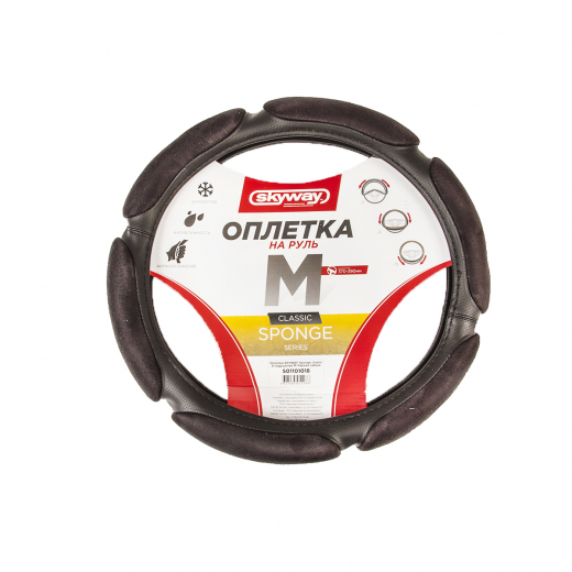 Оплетка на руль черный М замша 6 подушечек Sponge classic Skyway S01101018