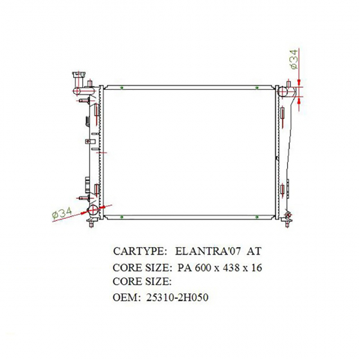Радиатор охлаждения Kia Cee'd/ Hyundai I30 '06-'12 (G4FA, G4FC, G4GC, D4EA, D4FB) Panda