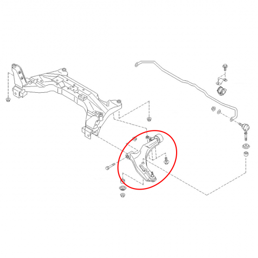 Рычаг передний Nissan Wingroad '99-'06/ AD '99-'08/ Almera '00-'06/ Almera '06-'12/ Bluebird Sylphy '00-'06/ Pulsar '99-'11/ Sunny '98-'04/ Mazda Familia Van '99-'08 правый нижний 2WD CTR