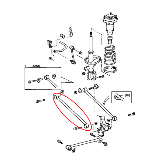 Рычаг задний Lexus RX/ Toyota Harrier '97-'03/ Kluger/ Highlander '00-'03 нижний поперечный 4WD AKITAKA