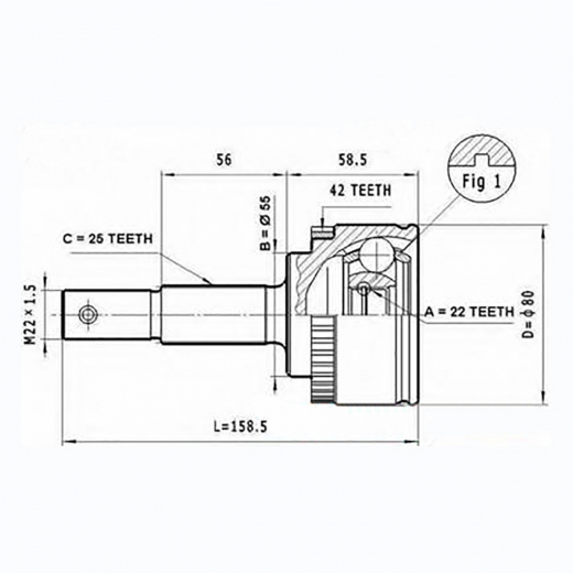 Шрус наружный переднего привода Nissan Almera ABS CCL NI-1-020A