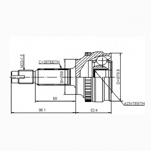 Шрус наружный переднего привода Toyota Prius, Corolla, Allex, Allion, Axio, Fielder, Opa, Premio, Runx ABS CCL TO-1-057A