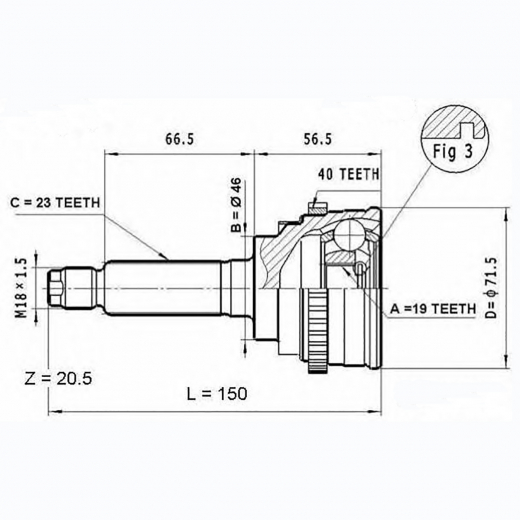 Шрус наружный переднего привода Chevrolet Spark, Daewoo Matiz ABS Febest 1110-M100A40