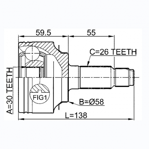 Шрус наружный переднего привода Honda Stepwgn, Airwave, Civic, CR-V Febest 0310-FD