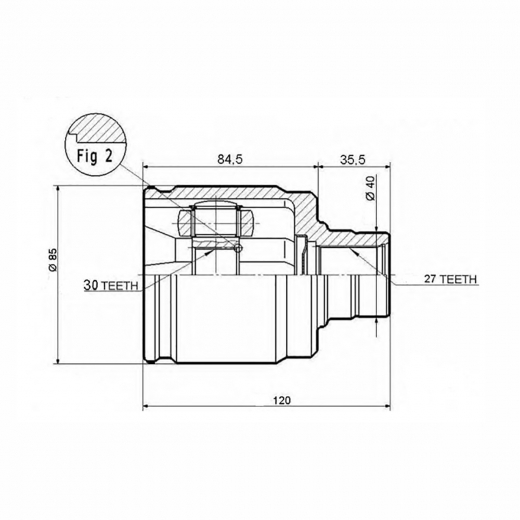 Шрус внутренний переднего левого привода Honda HR-V, Stream, Civic, CR-V Just Drive JCN0257