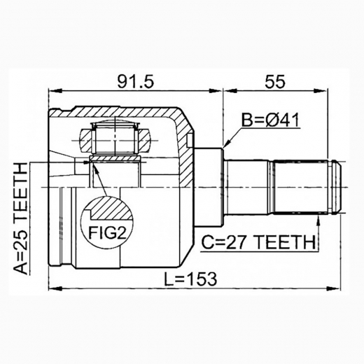 Шрус внутренний переднего привода Hyundai Sonata Febest 1211-NF