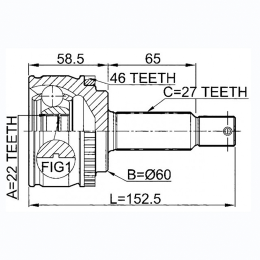 Шрус наружный переднего привода Kia Ceed, Proceed ABS Febest 2210-CDA46