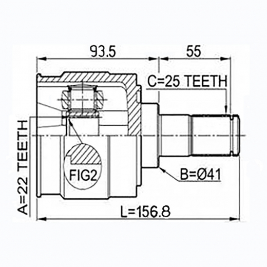 Шрус внутренний переднего привода Kia Rio, Hyundai I30 Febest 1211-RIOMT