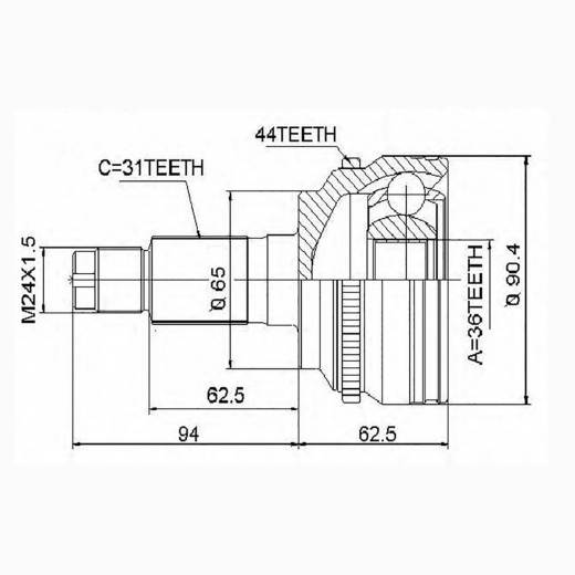 Шрус наружный переднего привода Mazda CX-7 Febest 0510-CX7A44